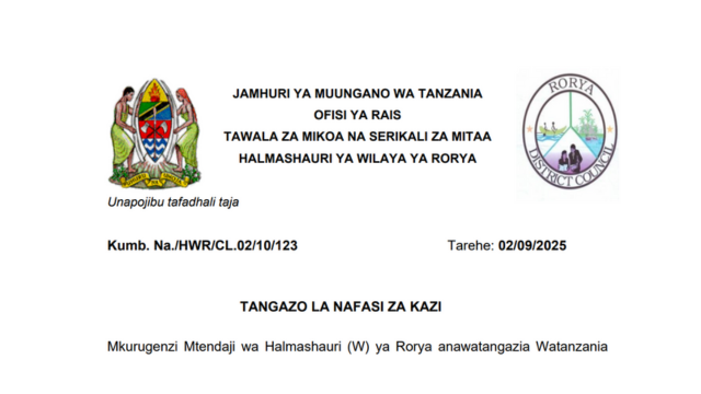 Rorya District Council Announce 14 Job Vacancies